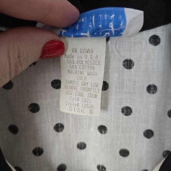 Peri Petites Vtg 80s Polka Dot Button Down Pencil Dress Size 8 Pinup Housewife - Picture 5 of 5
